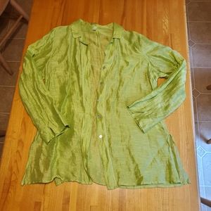 Sheer lime green tunic style blouse